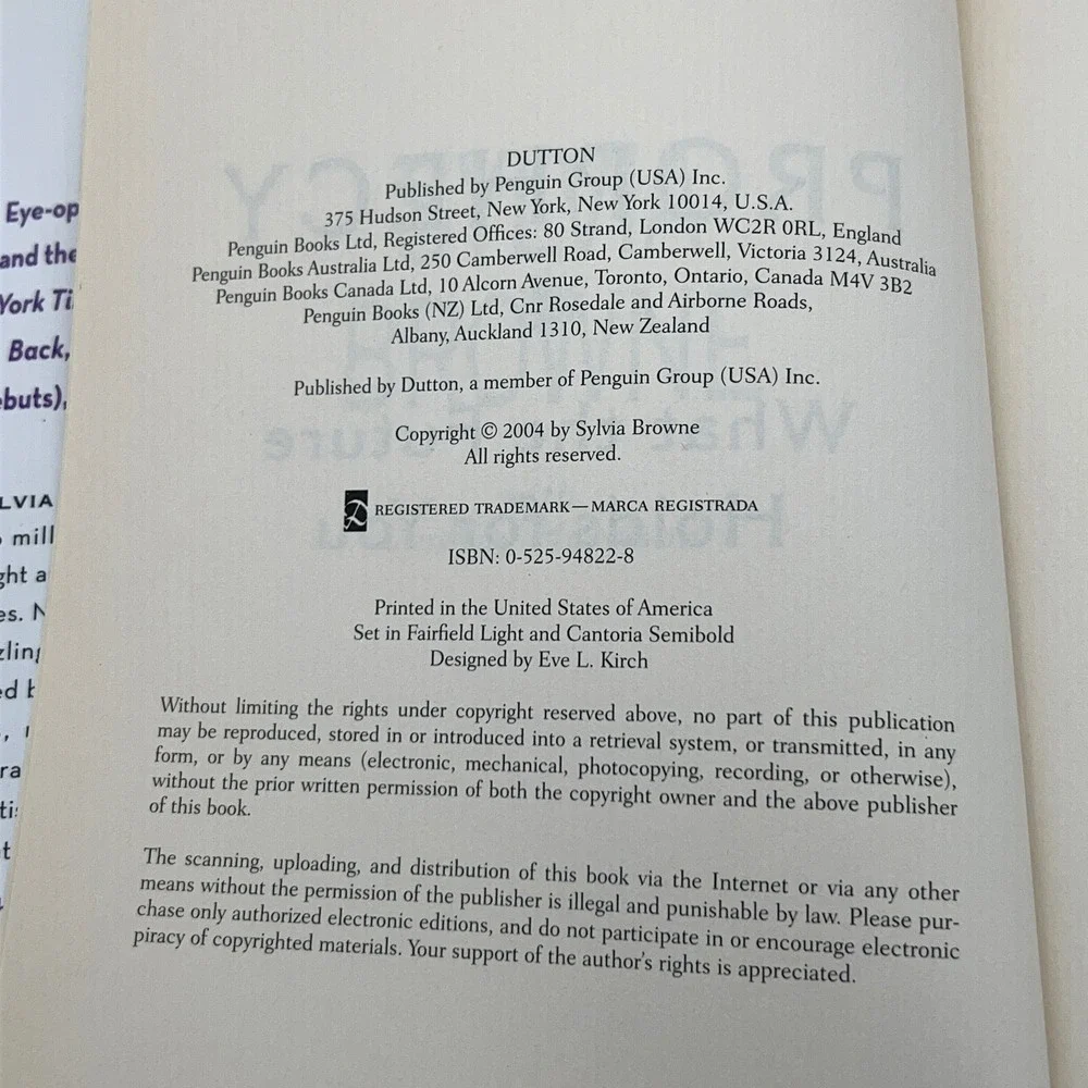 Sylvia Browne Book Lot Visits from the Afterlife Prophecy Hardcover 1st Printing